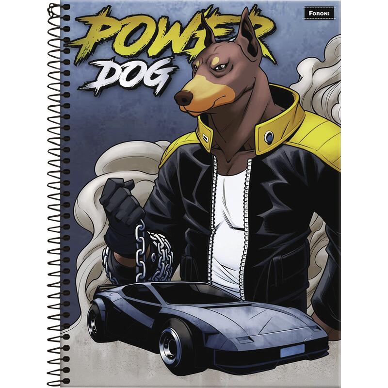 Caderno Espiral Power Dog Foroni Capa Dura - 96 folhas Un