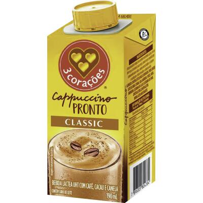 Bebida Láctea 3 Corações Cappuccino Classic 190ml