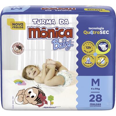Fralda Descartável Turma da Mônica Jumbo M 28 un