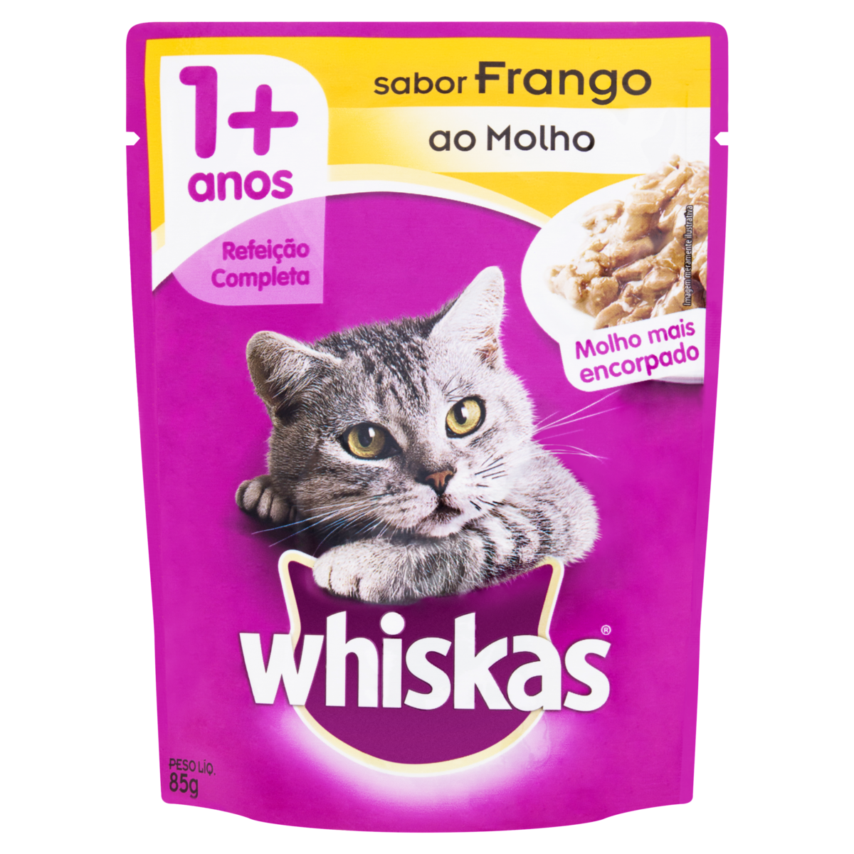 Ração Úmida Whiskas Sachê Frango ao Molho para Gatos Adultos 85g
