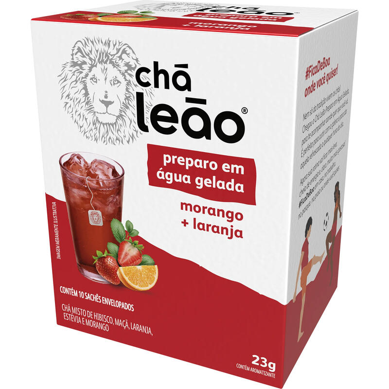 Chá Leão 23g - Morango/ Laranja - Com 10 Saquinhos