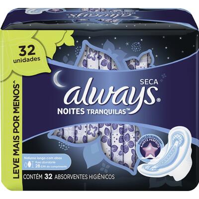 Absorvente Always Noturno Seca com Abas 32 un