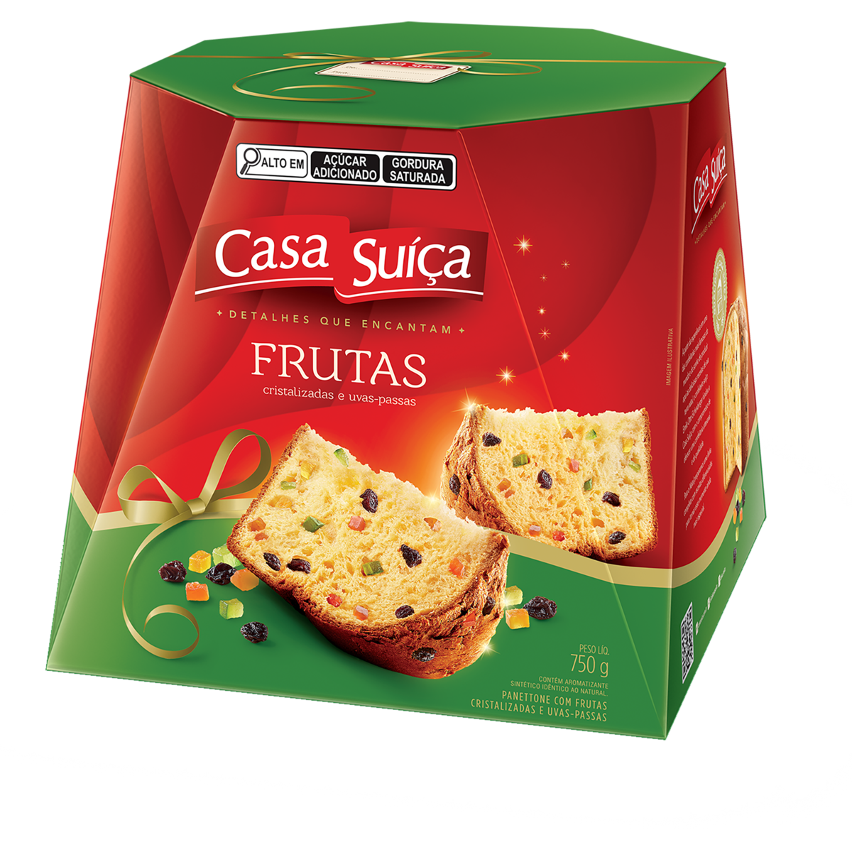 Panettone com Frutas Cristalizadas e Uvas-Passas Casa Suíça Caixa 750g