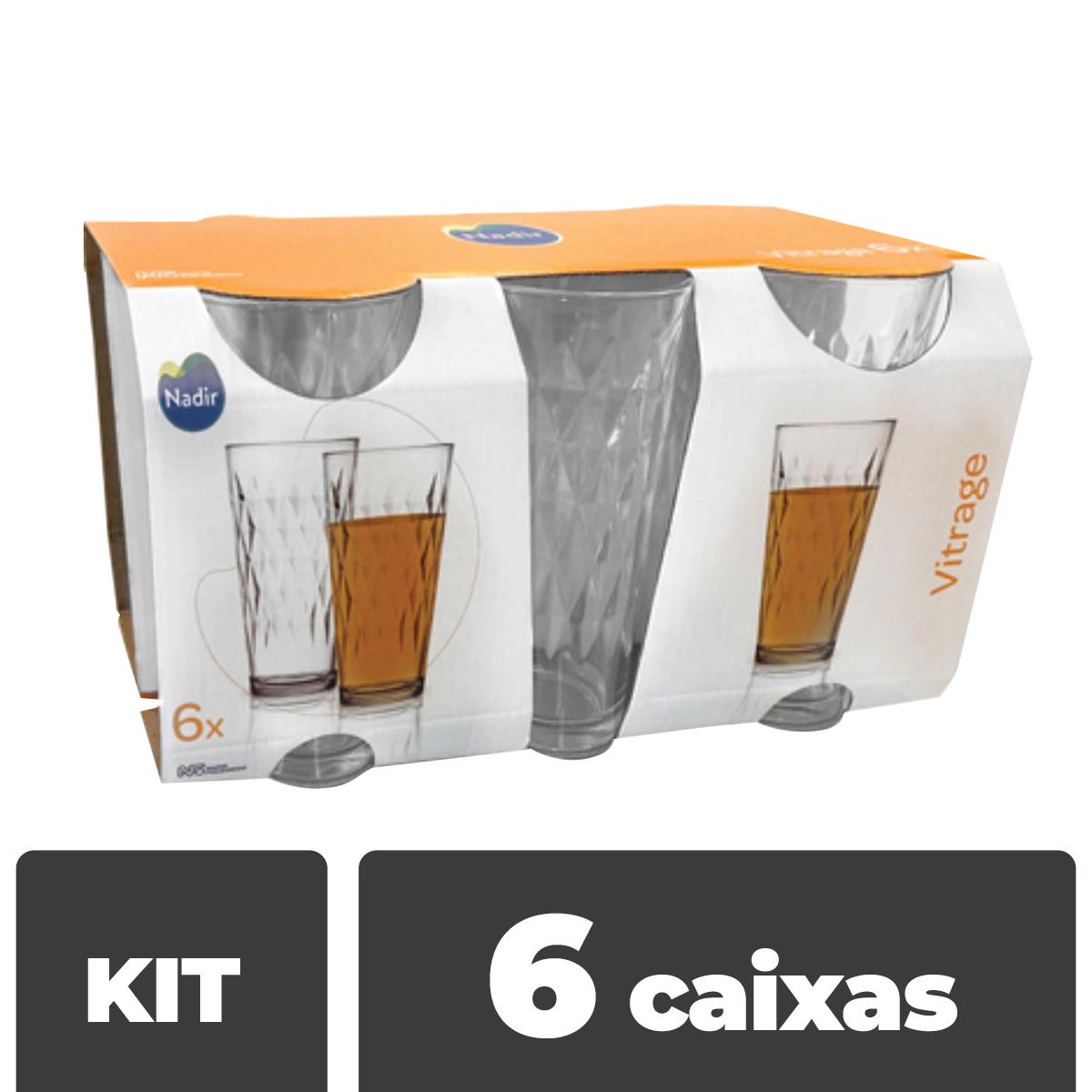 Kit com 6 caixas Copos Vitrage Ld 