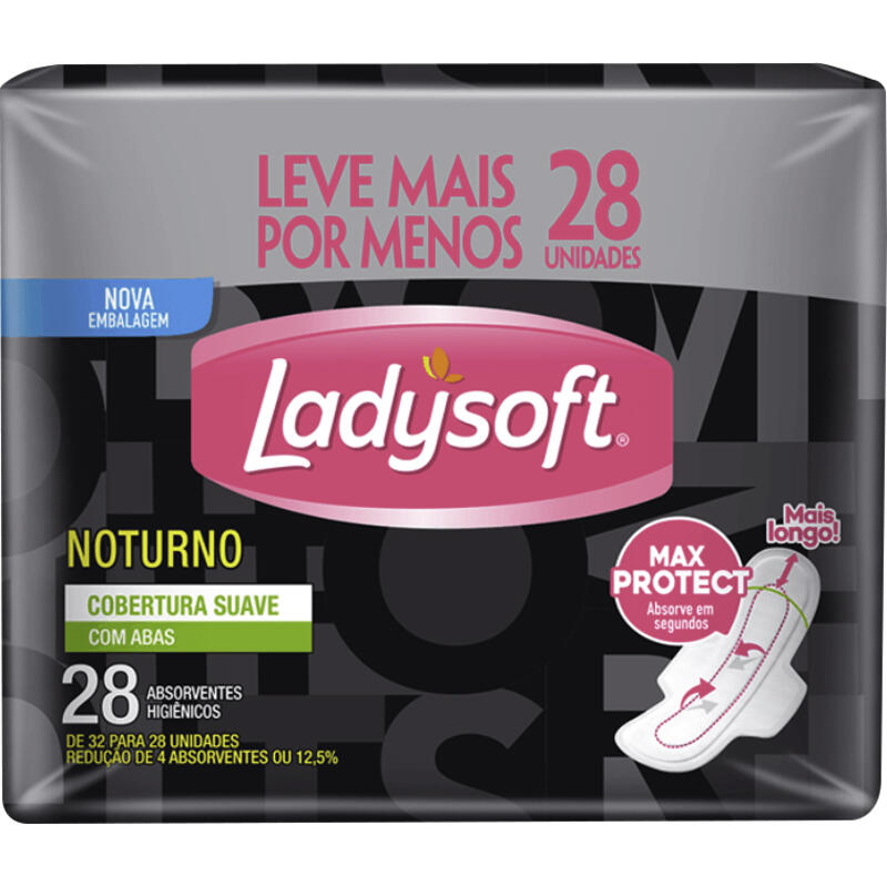 Absorvente Noturno Ladysoft Suave com abas 28 un