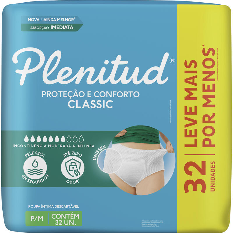 Roupa Íntima Plenitud Classic P/M 32 un