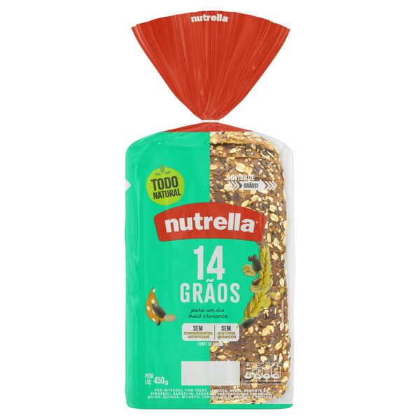 Pão Integral 14 Grãos Nutrella Pacote 450g