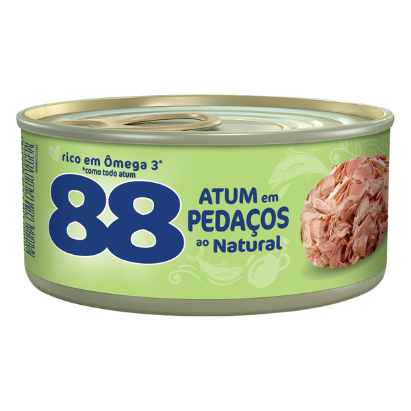 Atum em Pedaços ao Natural com Caldo Vegetal 88 Lata 98g