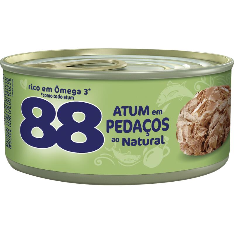 Atum em Pedaços ao Natural com Caldo Vegetal 88 Lata 98g