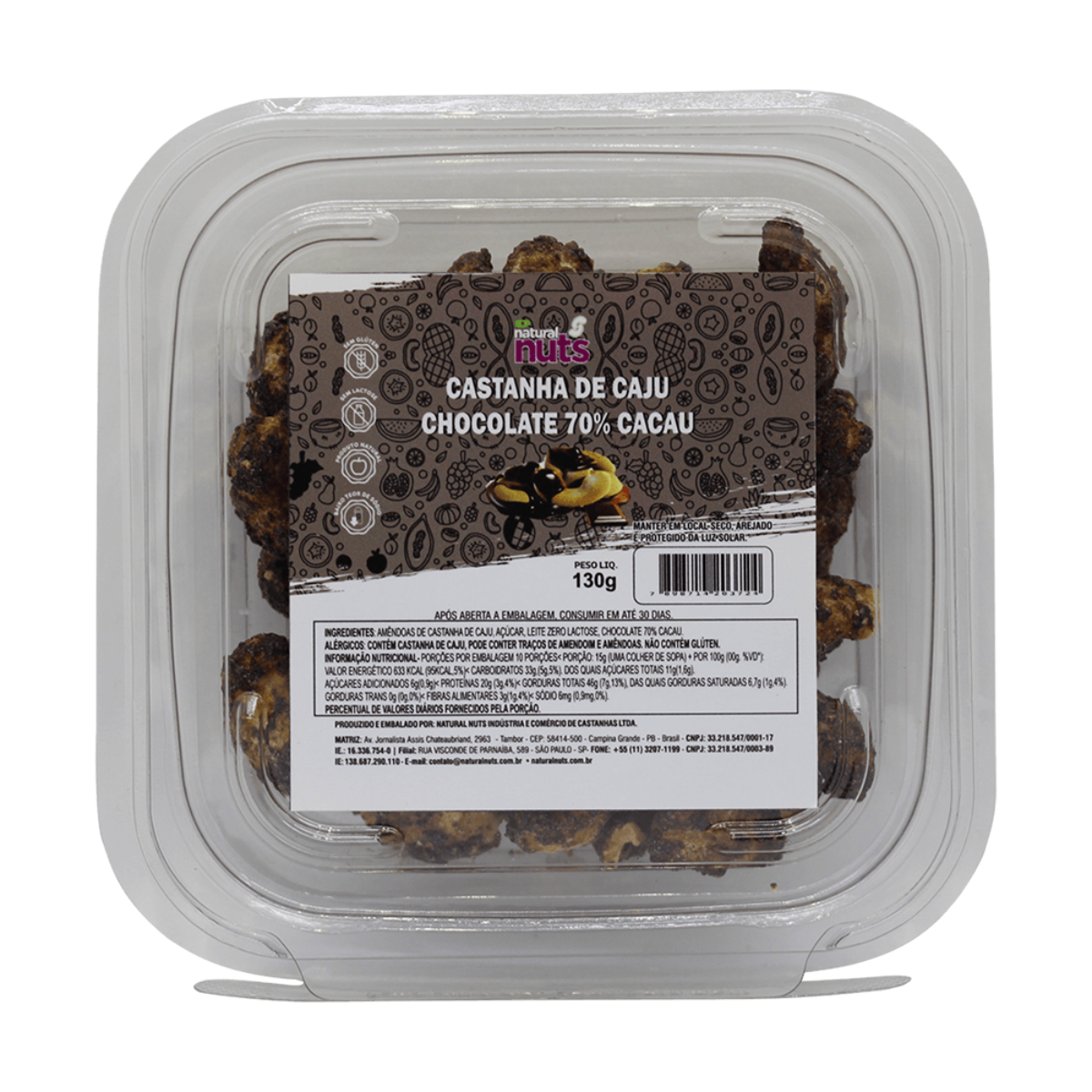 Castanha de Com Chocolate 70%Cacau 130g