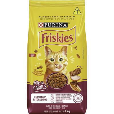 Ração Friskies 3kg - Gatos Castrados - Carne