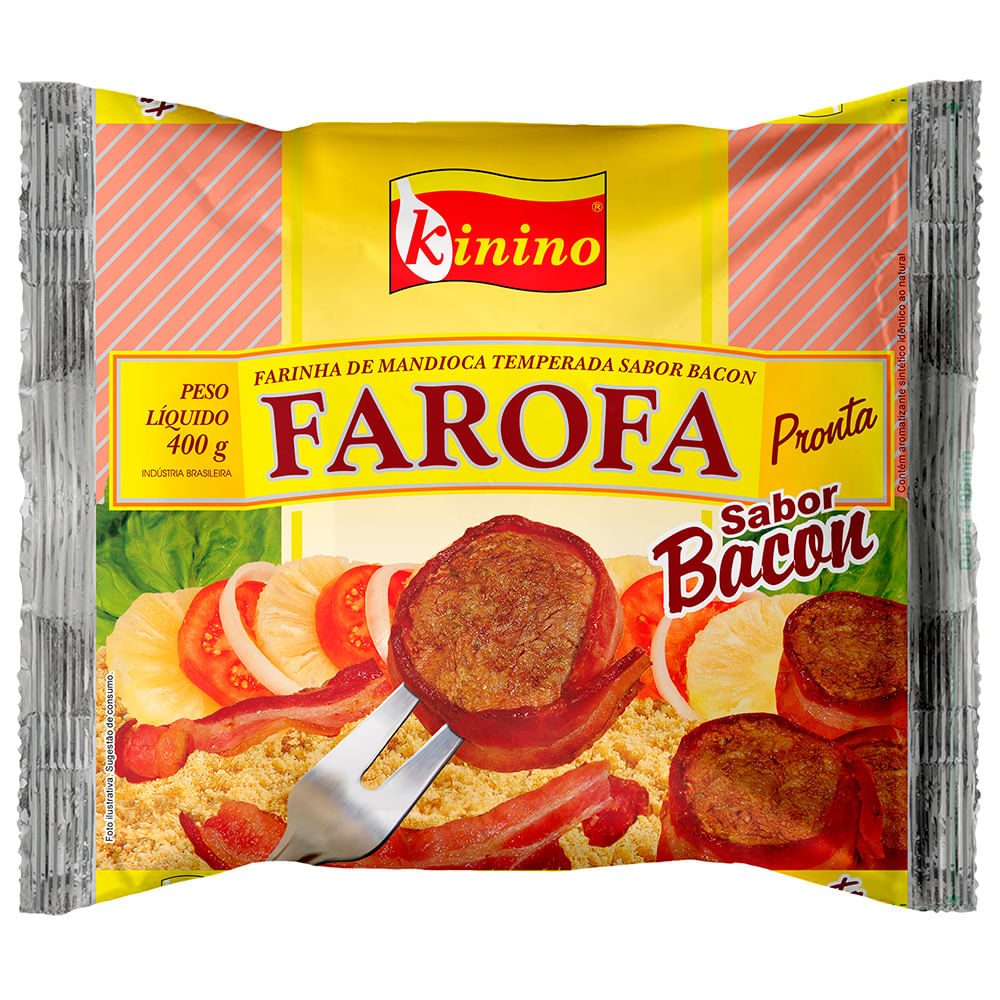 Farinha de Mandioca Temperada Kinino Bacon 400g