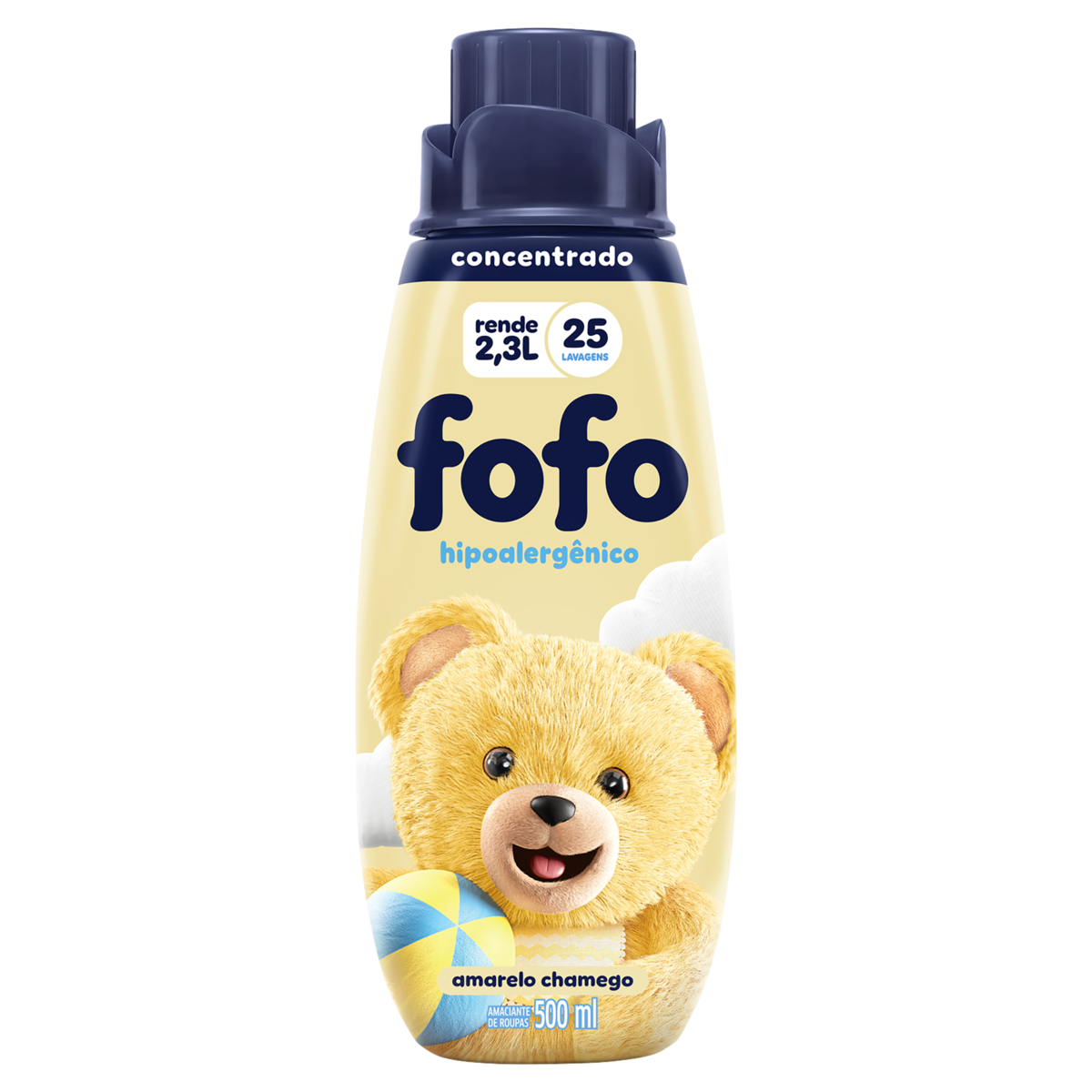 Amaciante de Roupa Concentrado FOFO Amarelo Chamego Hipoalergênico 500ml