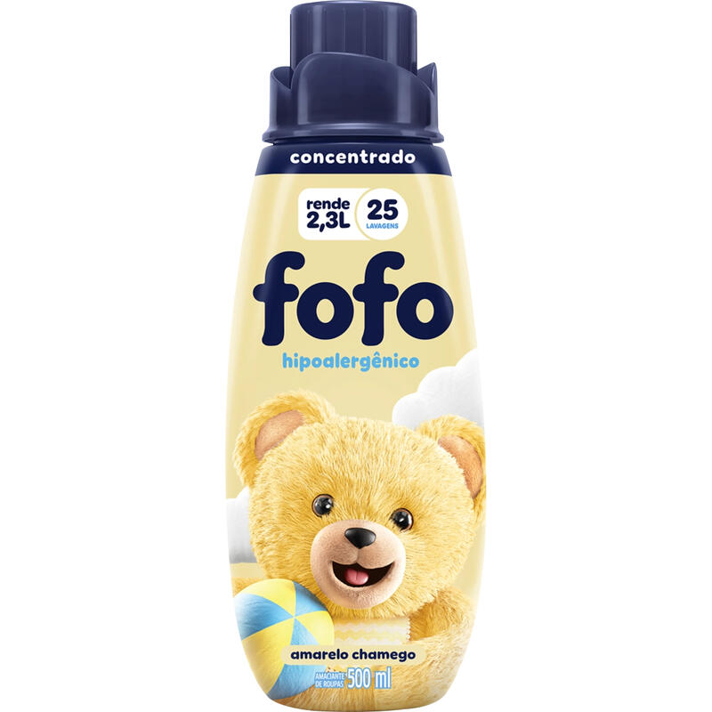 Amaciante de Roupa Concentrado FOFO Amarelo Chamego Hipoalergênico 500ml