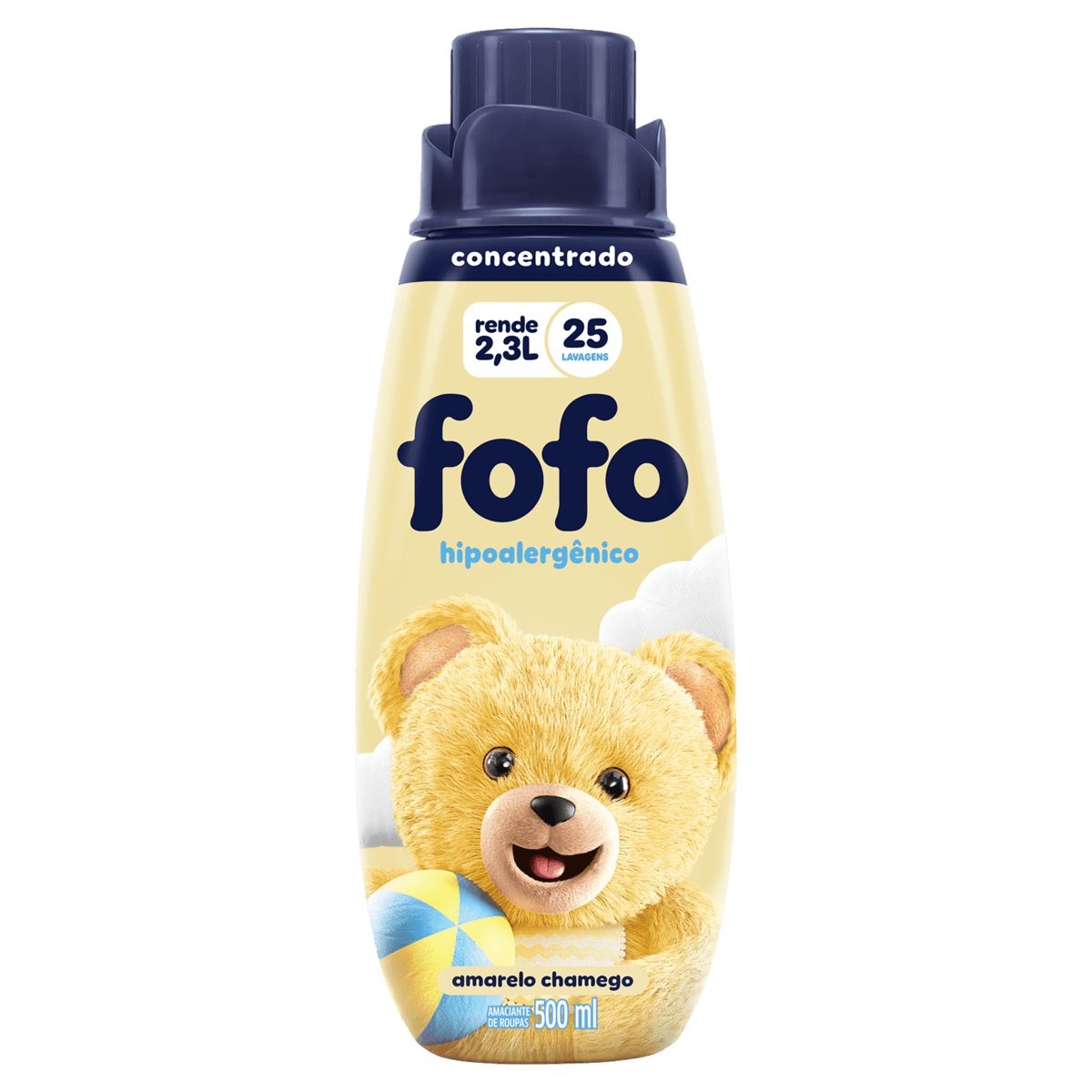 Amaciante de Roupa Concentrado FOFO Amarelo Chamego Hipoalergênico 500ml