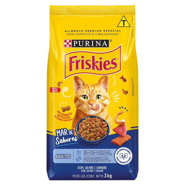 Ração FRISKIES gatos adultos peixes – Mar de sabores 3kg