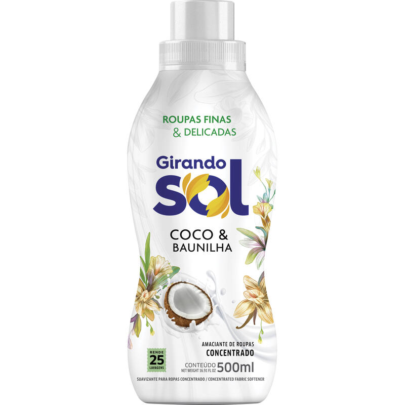 Amaciante Concentrado Girando Sol 500ml - Baunilha e Coco