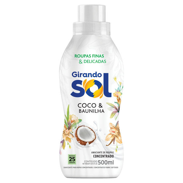 Amaciante Concentrado Girando Sol 500ml - Baunilha e Coco
