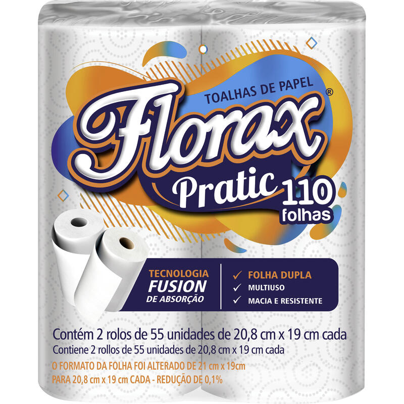 Toalha de Papel Florax Pratic 2 rolos