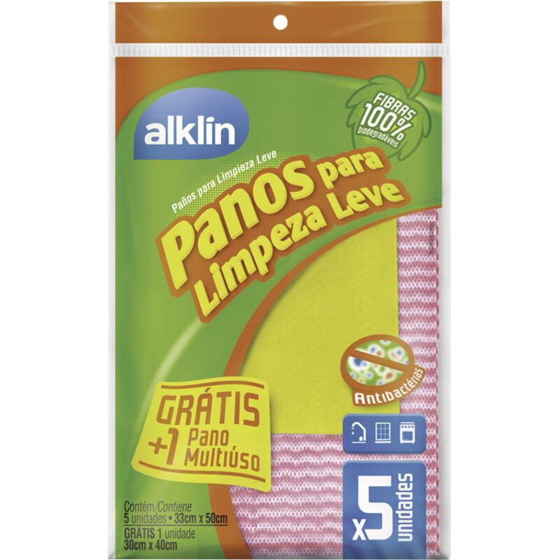 Pano de Limpeza Rosa Alklin 5 un Gts 1 pano mult