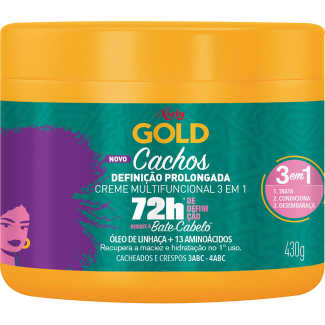 Creme Multifuncional 3 em 1 Niely Gold Cachos Definição Prolongada Pote 430g