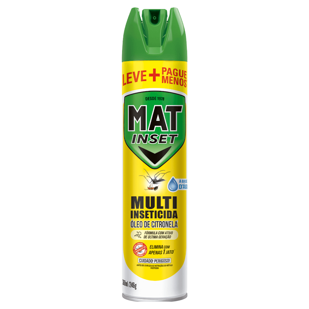 Multi-Inseticida Aerossol Mat Inset Citronela 360ml Grátis 33%