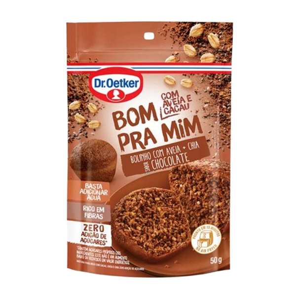 Mistura de Bolo DR OETKER Caneca Aveia + Chia com Chocolate Zero Adição de Açúcares 50g