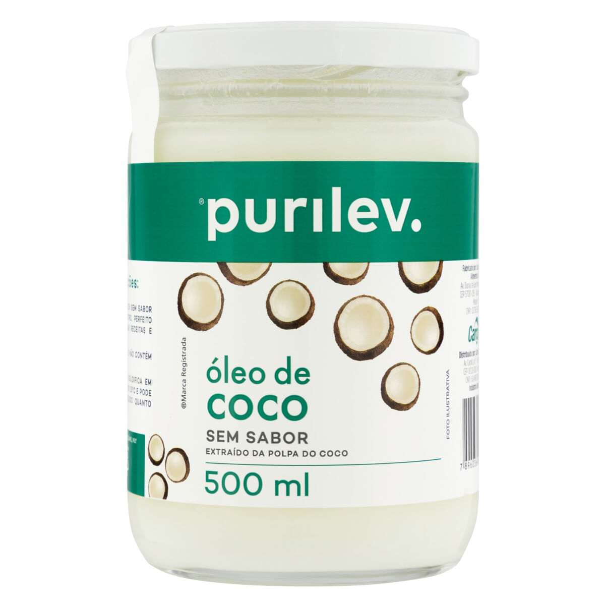 Óleo de Coco Purilev sem sabor 500ml
