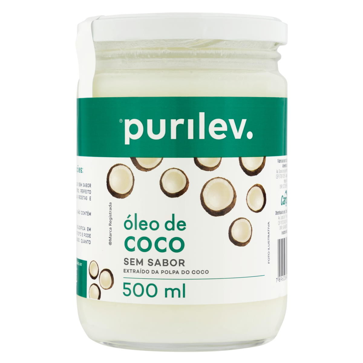 Óleo de Coco Purilev sem sabor 500ml