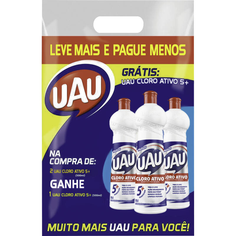Kit Uau 2 Cloro Ativo Grátis 1 Cloro Ativo