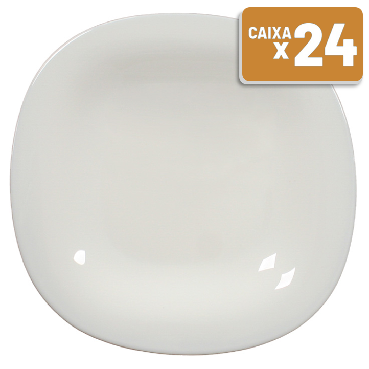 Prato Sobremesa Carine Vidro Branco Caixa c/ 24 Un