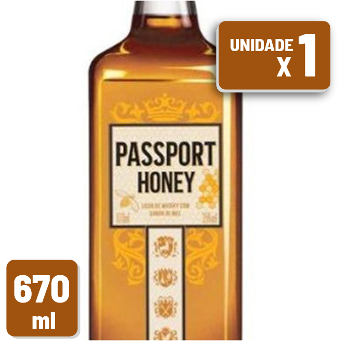 Whisky Passport Honey Garrafa Vidro 670ml