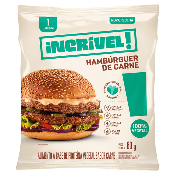 Hambúrguer Vegetal Carne Incrível! Pacote 60g