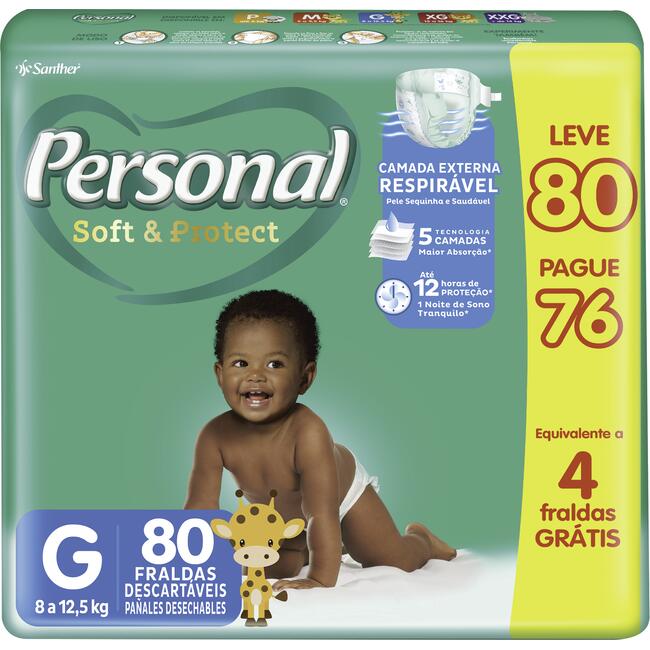 Fralda Descartável Personal Hiper G 80 un