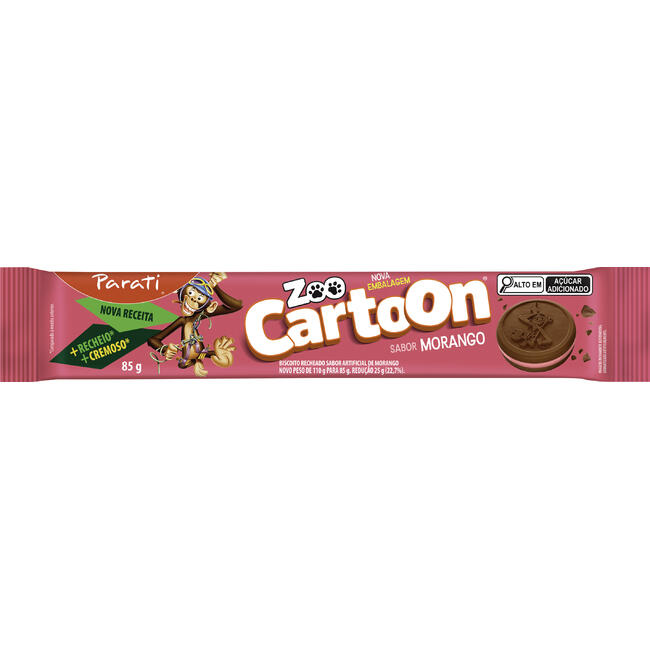 Biscoito Recheado Cartoon 85g - Morango
