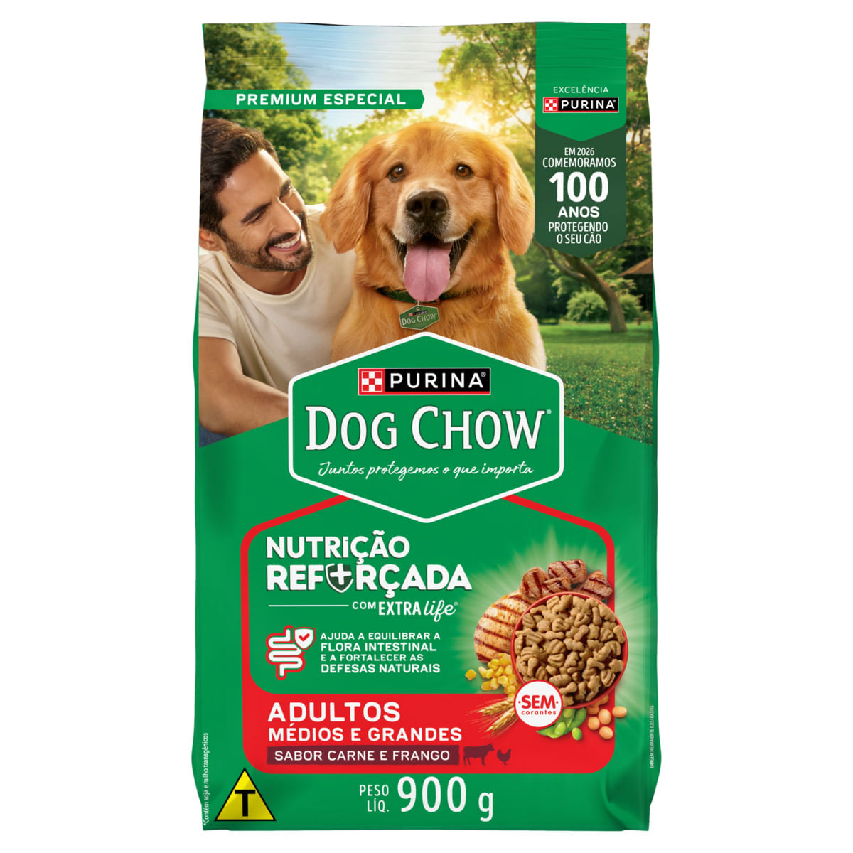 Ração DOG CHOW para Cães Adultos Carne e Frango 900g