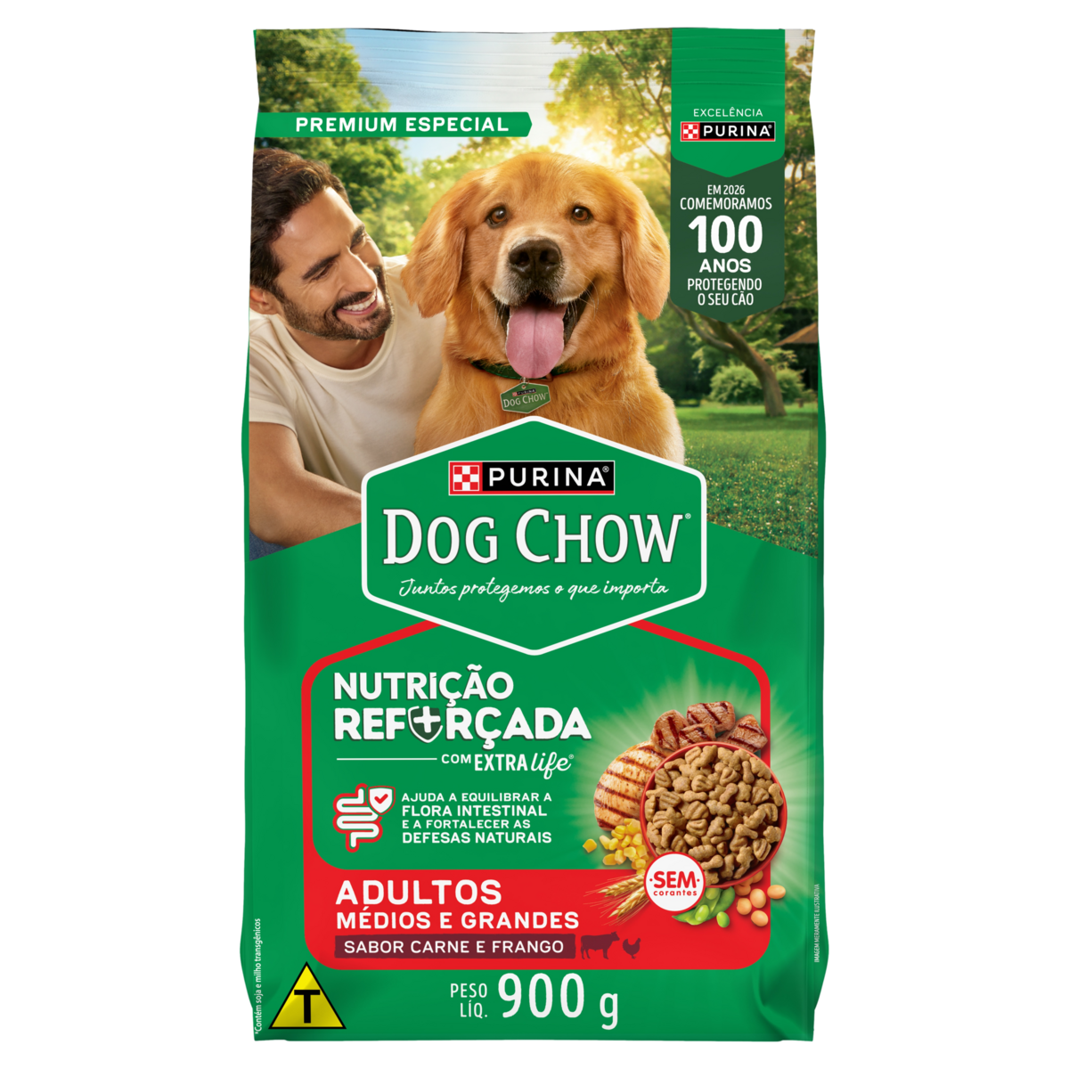 Ração DOG CHOW para Cães Adultos Carne e Frango 900g