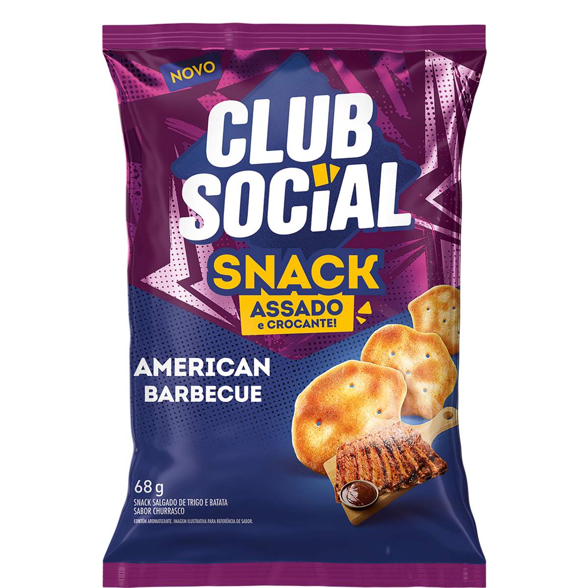 Salgadinho Club Social Snack Barbecue 68g