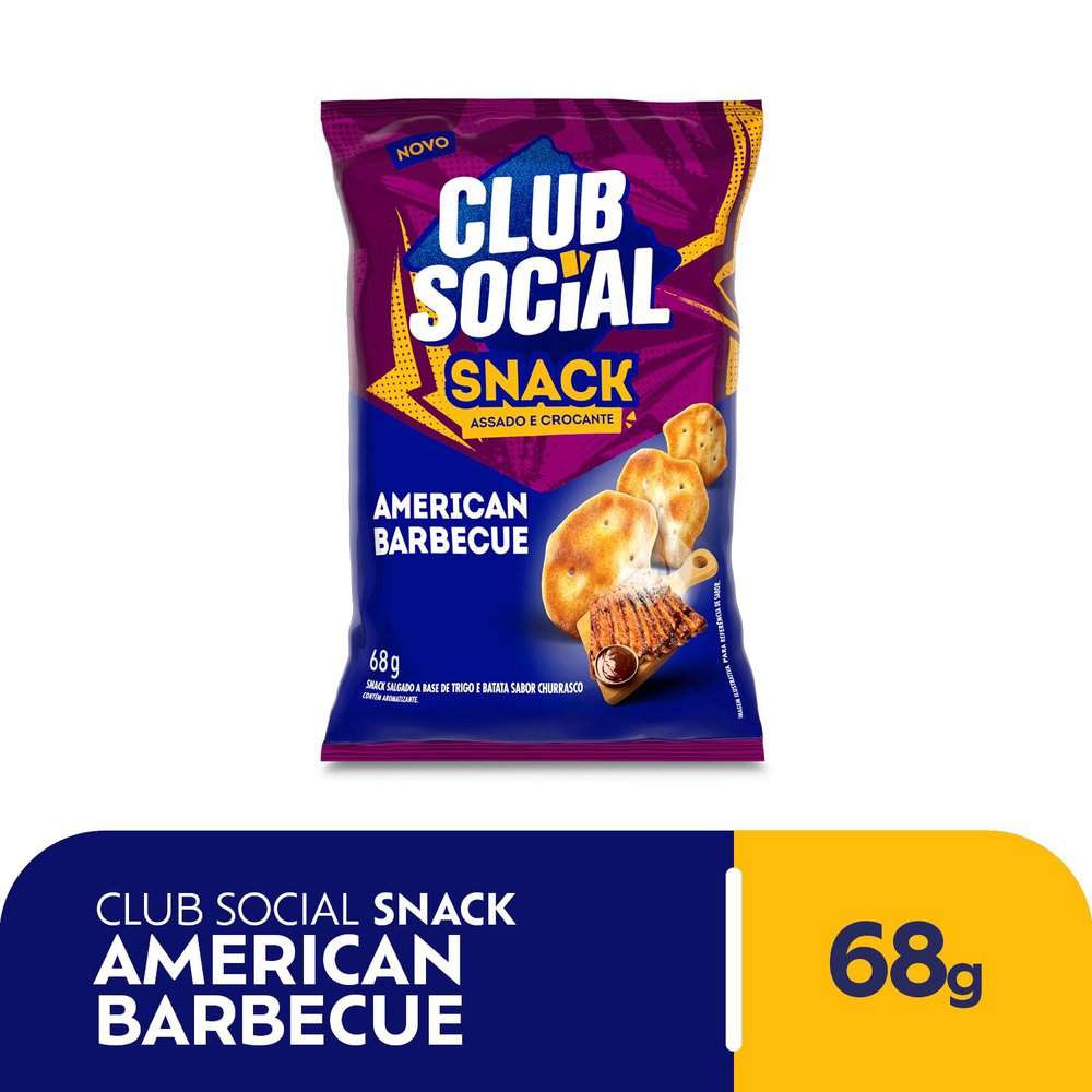 Salgadinho Club Social Snack Barbecue 68g