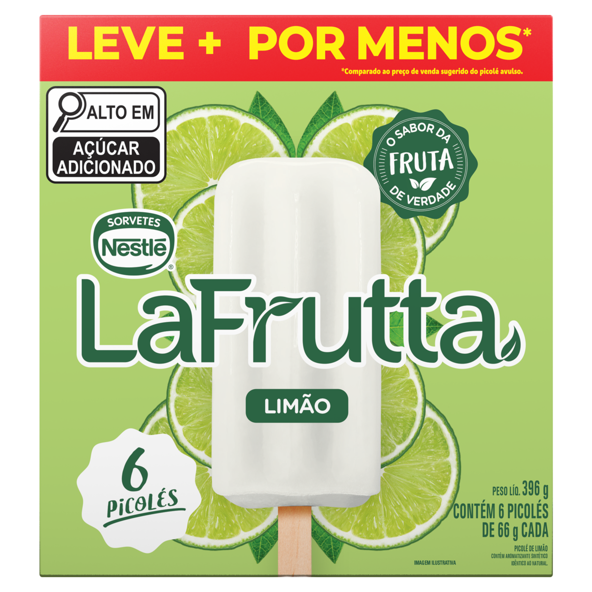 Pack Picolé Limão La Frutta Caixa 396g 6 Unidades Leve Mais Pague Menos