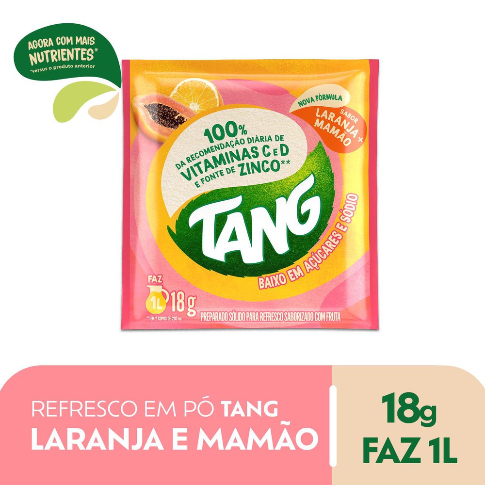 Refresco em pó Tang Laranja e Mamão 18g