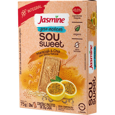Biscoito Jasmine 75g - Zero Açúcar - Maracujá e Chia