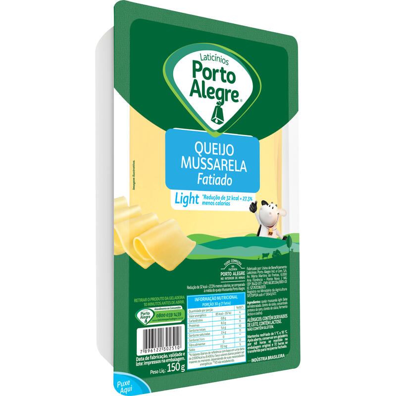 Queijo Mussarela Light Porto Alegre Fatiado 150g