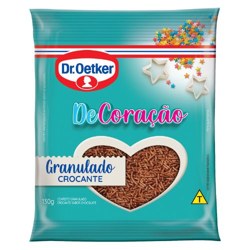 Dr. Oetker Confeito Granulado Crocante, Sabor Chocolate, Decoração e Finalização de Doces e Sobremesas, 130g
