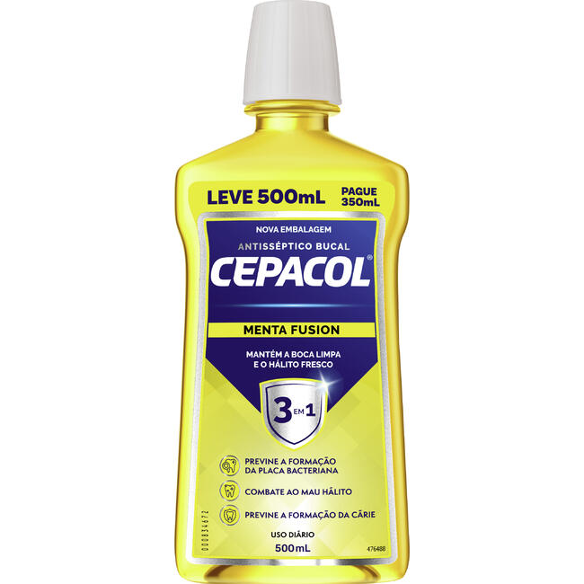 Antisséptico Bucal Cepacol Menta Fusion LV 500ml PG 350ml