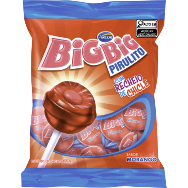 Pirulito Arcor Big Big Morango 500g