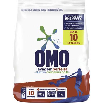 Lava Roupas em Pó Omo Lavagem perfeita 800g