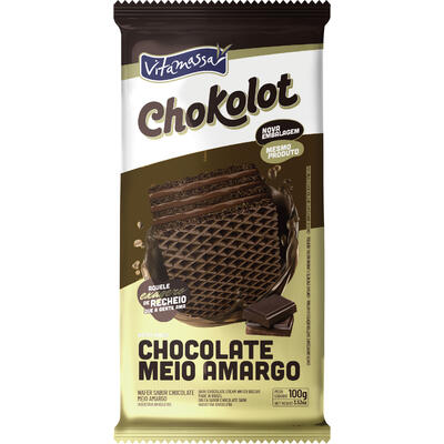 Biscoito Wafer Vitamassa Chokolot meio amargo 100g