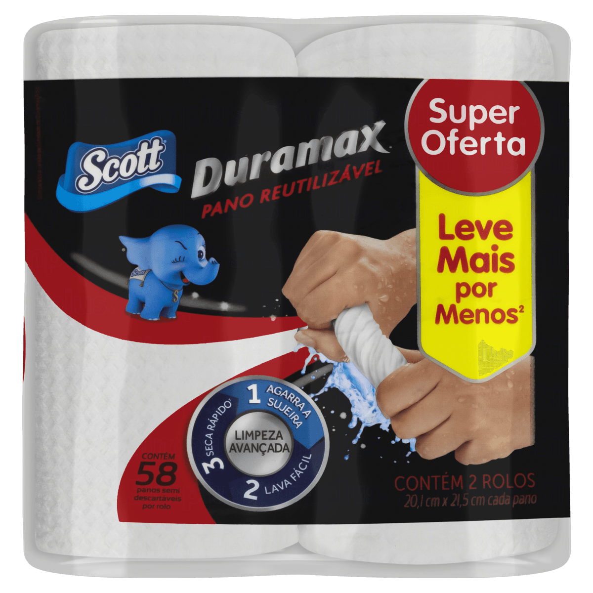 Pano Duramax SCOTT Multiuso com 2 Rolos 58un