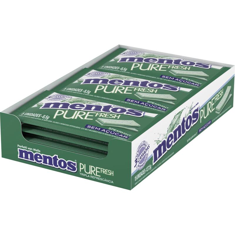 Chiclete Mentos Pure Spearmint 3+ 15 un